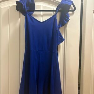 Vibrant Blue Ruffle Sleeve Romper